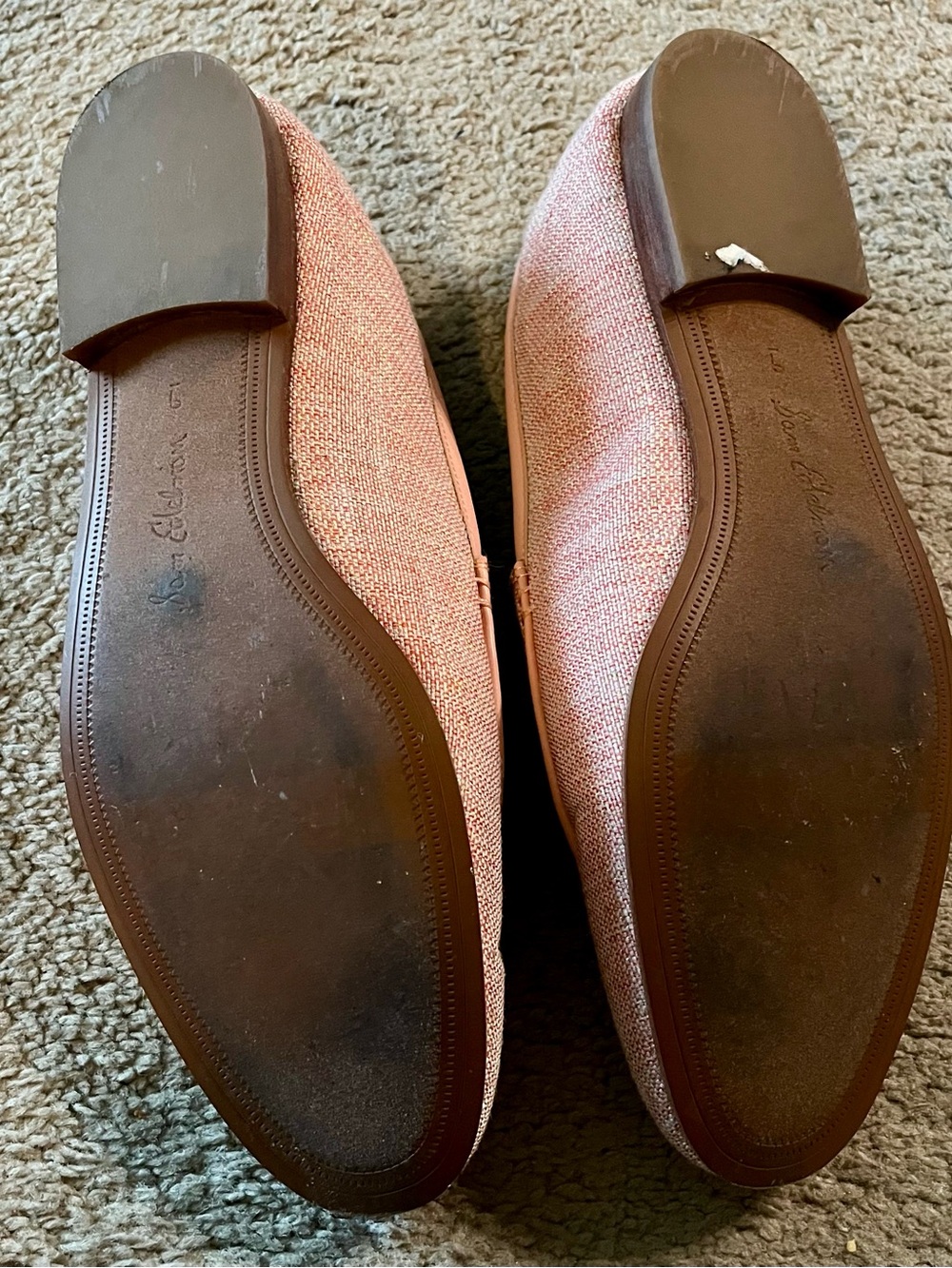 Sam Edelman Pink Tweed Slip-On Loafers with Gold Horsebit - Picture 2 of 3